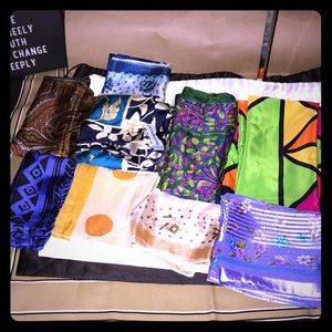 🌹BUNDLE OF 9 VARIOUS VINTAGE SILK SCARVES🌹